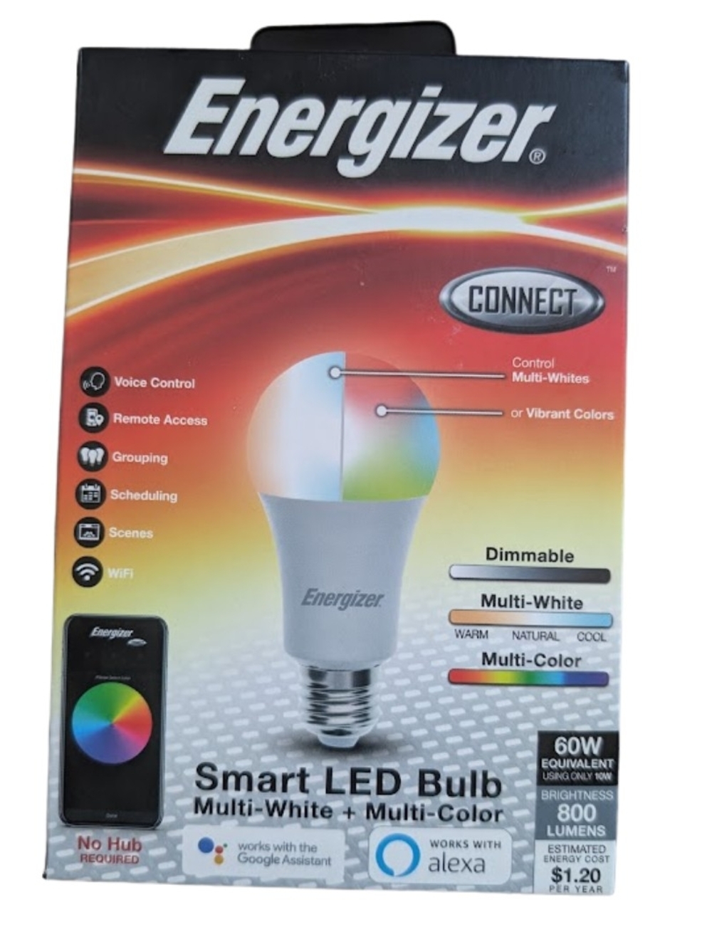 Energizer Multi-Color Smart LED Bulb (White + Color)